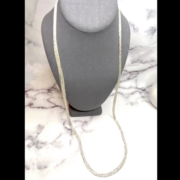15 Strand 36” Modern Liquid Silver Necklace - Picture 4 of 10